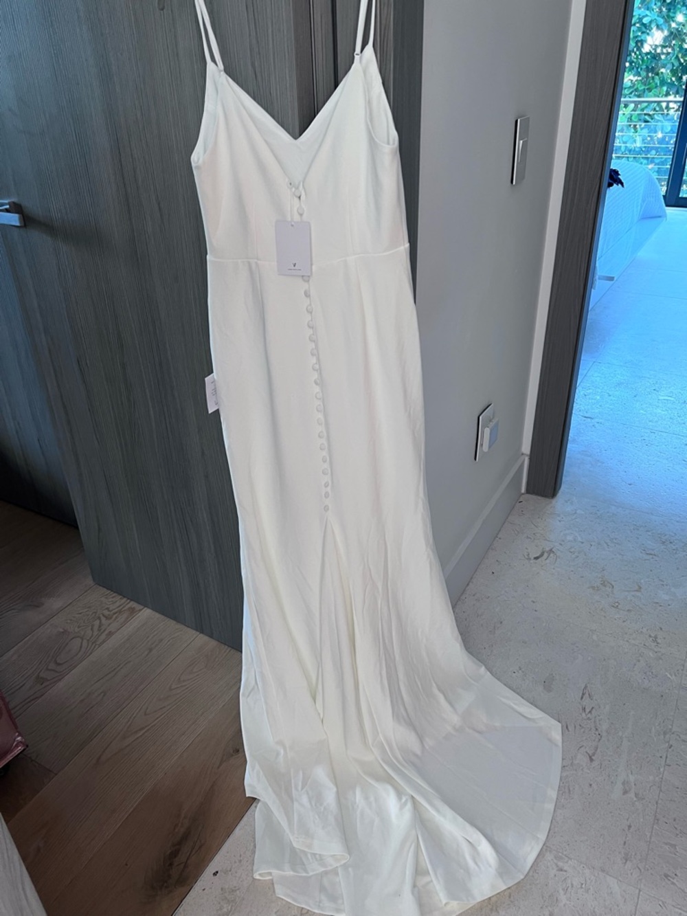 Elegant White Spaghetti-Strap Bridal Gown - Picture 10 of 11
